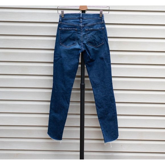 FRAME Womens Le Skinny de Jeanne Jeans Size 24 Blue Wash Frayed Cutoff Mid Rise - Picture 4 of 6